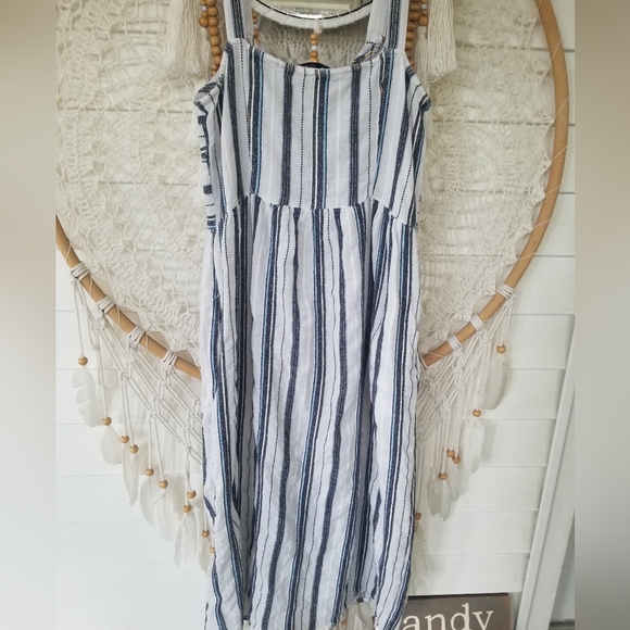 Zara Nantucket Coastal Stripe Button down Dress Size Medium - Picture 4 of 4